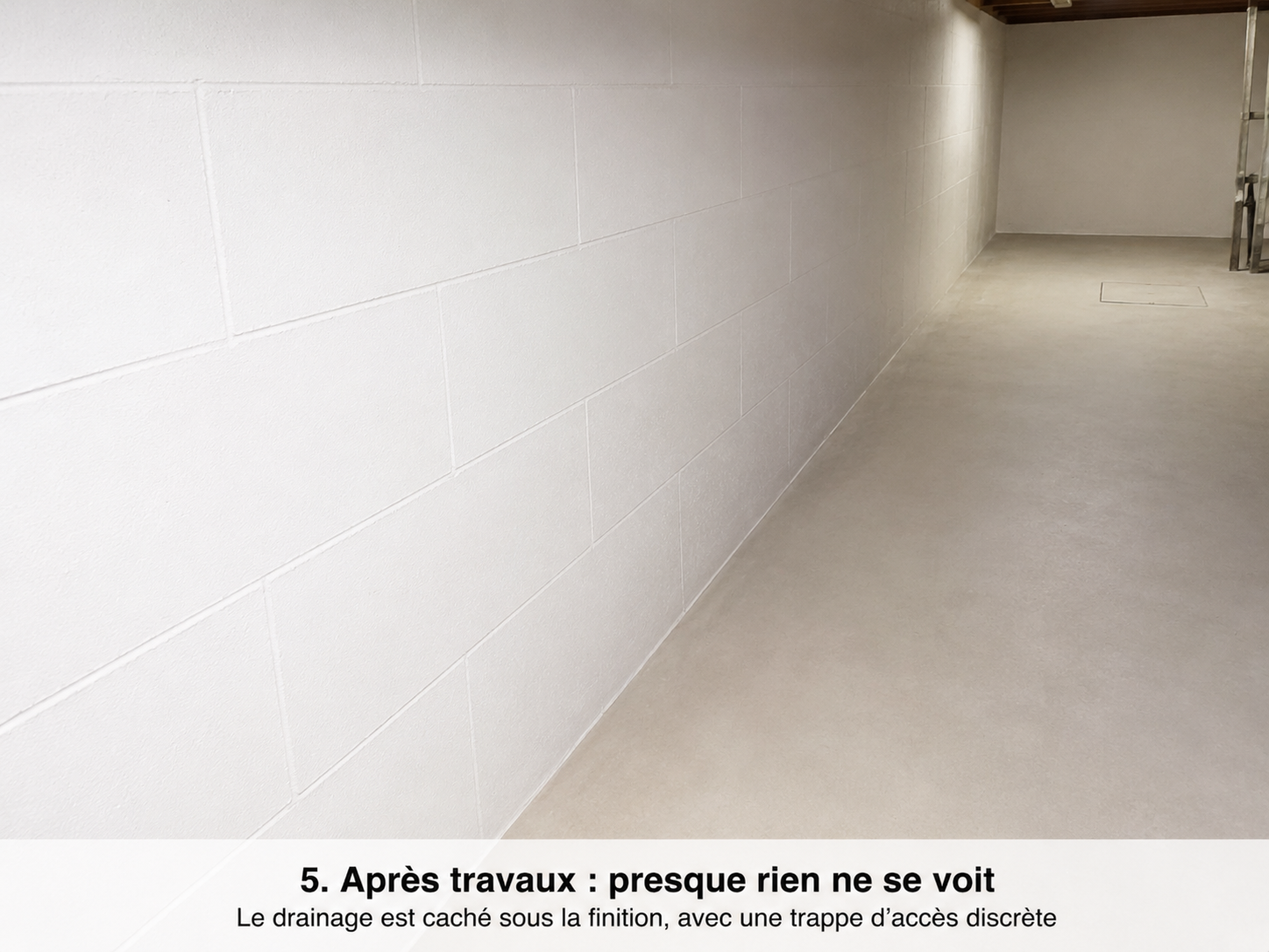 Cave après réalisation d'un drainage intérieur avec sol refermé